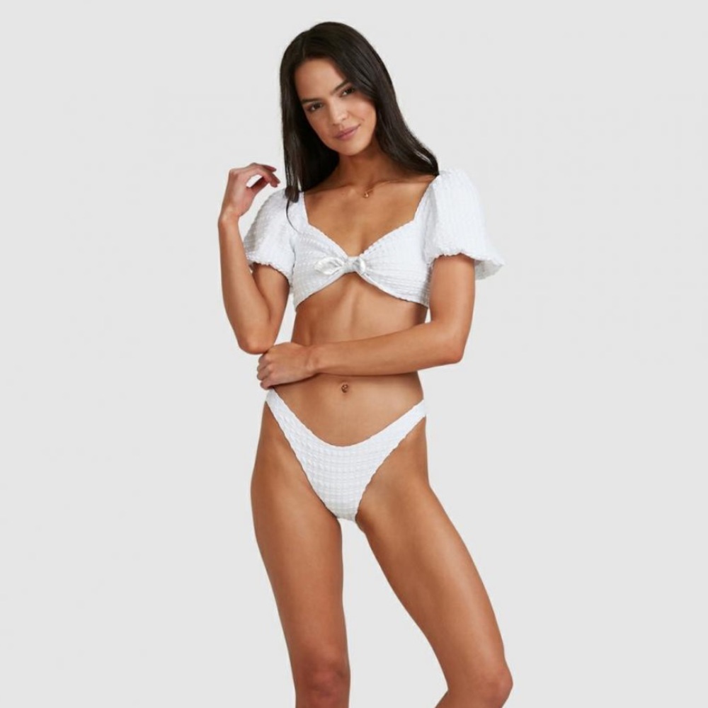 Billabong wave check puff bikini top (NWT)